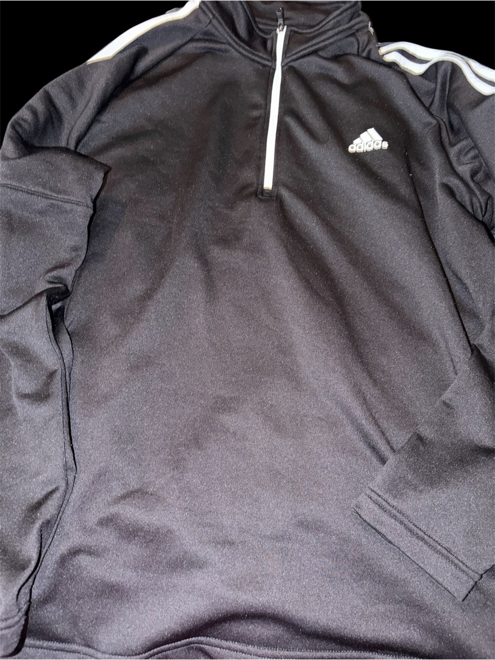 adidas Black Quarter-Zip Pullover with White Accents